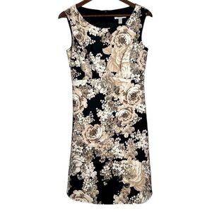 Dress Barn Black/Gray/Cream Floral Pattern Sleeveless A-line Dress
